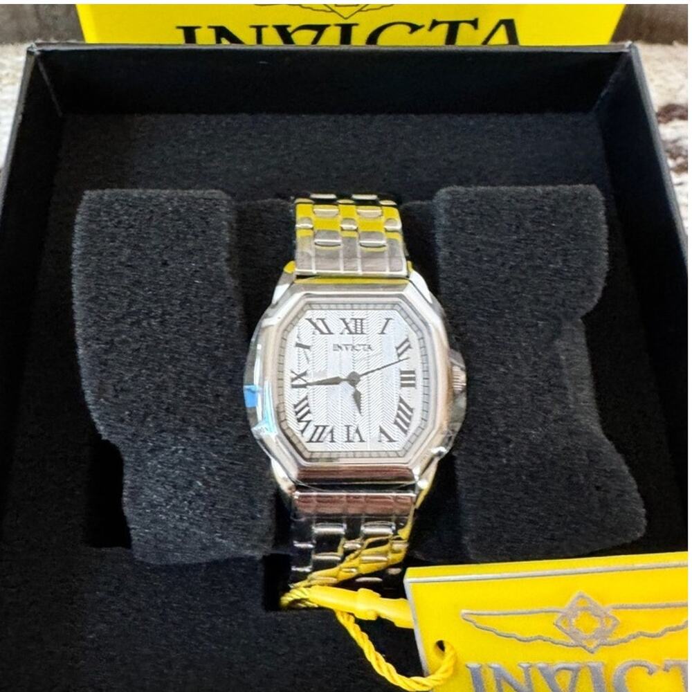 Invicta Wildflower Silver Tone Watch Rectangular Roman Dial Bracelet NWT